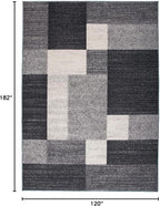 Rugshop Gray Modern Geometric Boxes Non-Slip Area Rug Non-Shedding - Image 2