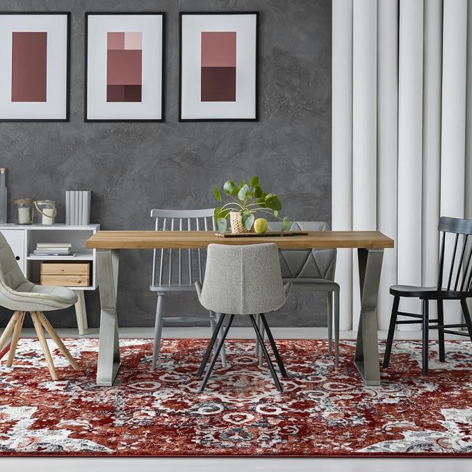LUXE WEAVERS Moroccan Red 4x5 Medallion Area Rug - Image 4