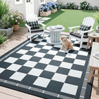 Vasofe Checkered Jute 6x9 Area Rugs, Washable Outdoor Patio Rug - Image 2