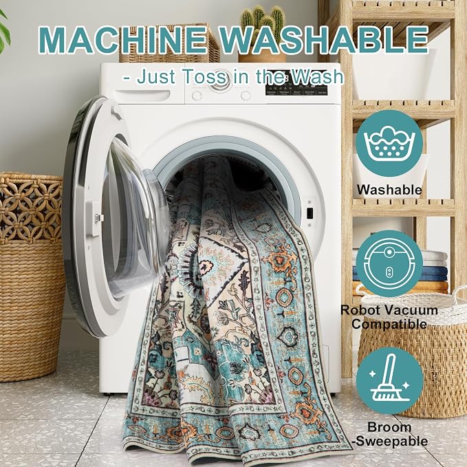 WILLSUN Washable Area Rugs, 8x10 Non-Slip Boho Large Area Rugs - Image 5