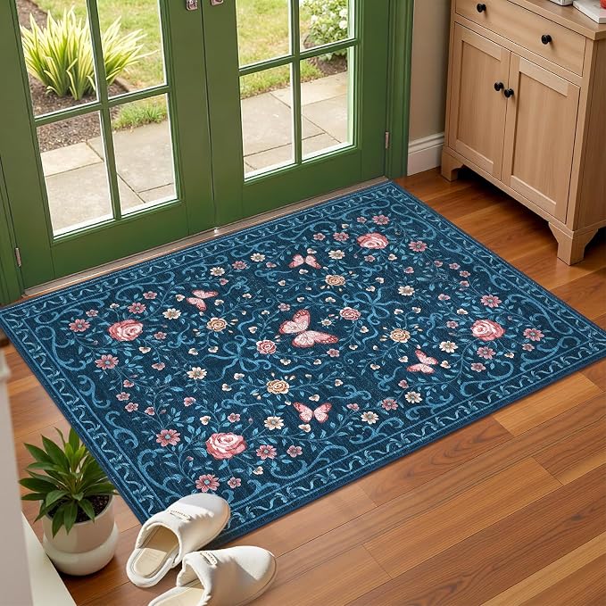 GarveeHome 2x3 Floral Area Rug Non Slip Entryway Mat Low Pile Stain Resistant - Image 8
