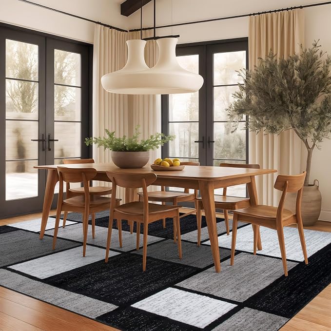 Rugshop Modern Geometric Gray Area Rug, Fade-Resistant Carpet - Image 9