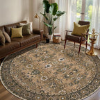 Tangsoo Vintage Round Rug 6ft, Washable Circle Rug, Non Slip Boho Round Area Rug by Tangsoo