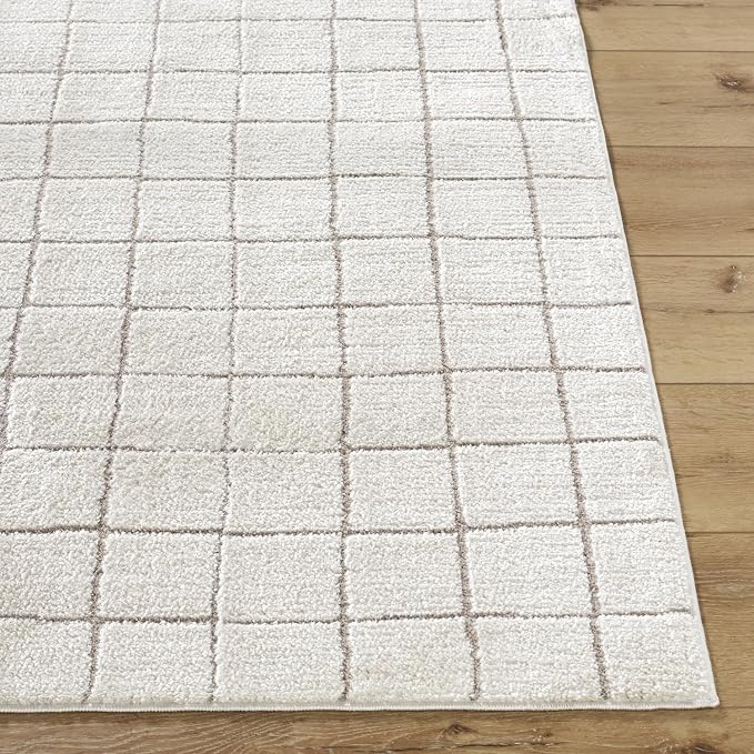 Livabliss x Our PNW Home Cascade Minimalist Grid Area Rug, Grid Ivory/Taupe - Image 3