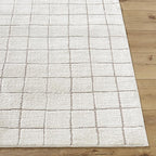 Livabliss x Our PNW Home Cascade Minimalist Grid Area Rug, Grid Ivory/Taupe - Image 3