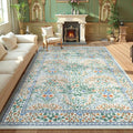 Lahome Floral Washable Rugs 8x10, Soft Green 8x10 Area Rugs by Lahome