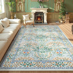 Lahome Floral Washable Rugs 8x10, Soft Green 8x10 Area Rugs by Lahome