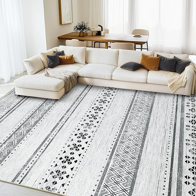 BESTSWEETIE 8x10 Area Rugs for Living Room Washable Moroccan Farmhouse Neutral by BESTSWEETIE