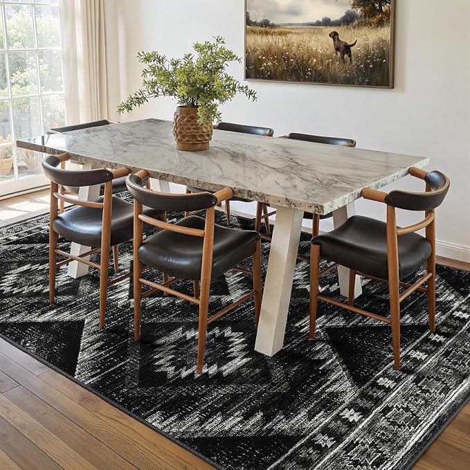 Area Rug 6x8 Rug Machine Washable Non-Slip Low Pile Print Pattern Western Rug - Image 7