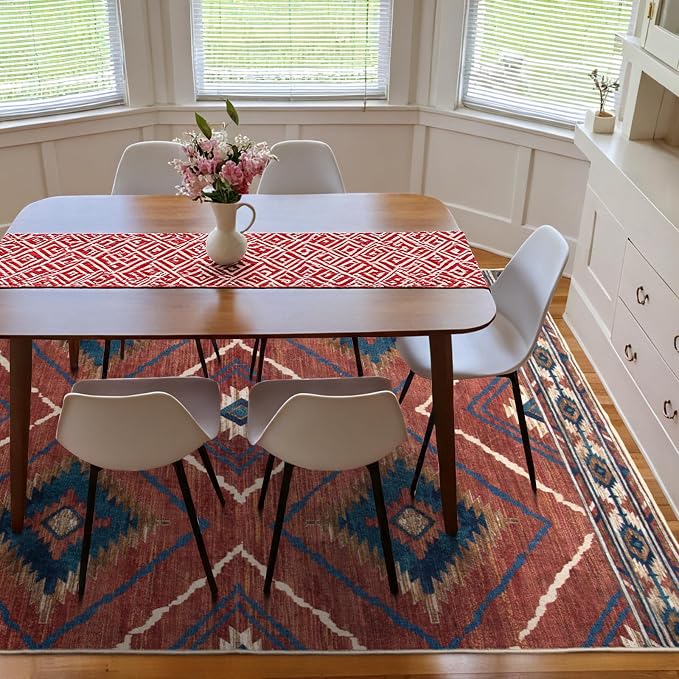 Area Rug 7x9 Rug Machine Washable Non-Slip Low Pile Print Pattern Western Rug - Image 6