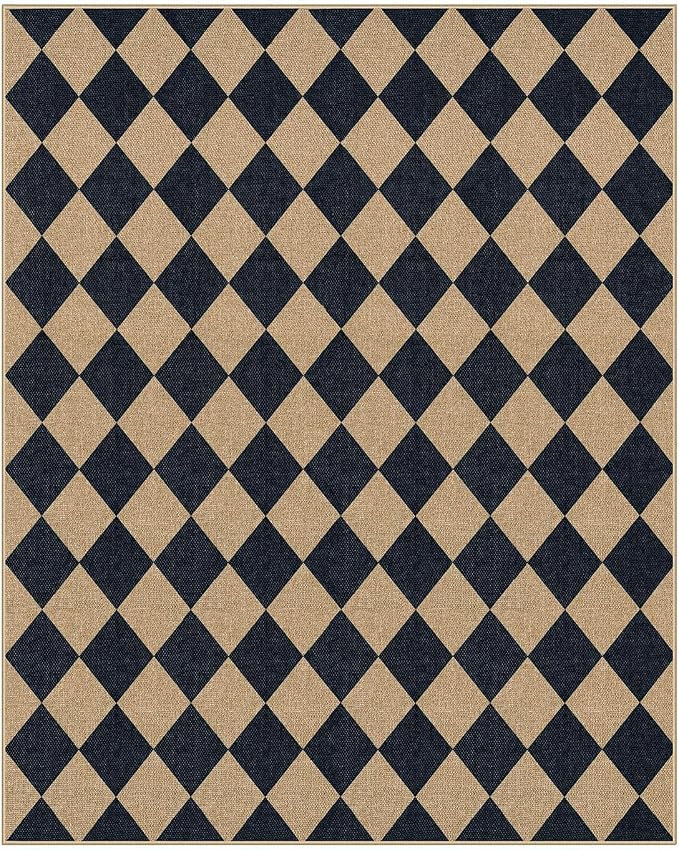 Lahome Checkered Easy Jute Area Rug 8x10, Large Living Room Patio Rug - Image 7