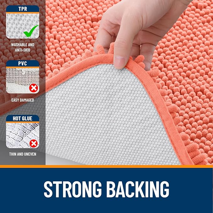 OLANLY Bathroom Rugs 36x24, Extra Soft Absorbent Chenille Bath Rugs, Rubber - Image 6