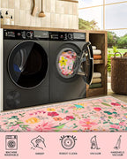 Boho Washable Area Rug 6x9 for Living Room, Kitchen or Dining Room, Soft Floral - Image 4