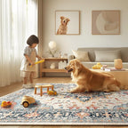 Area Rugs Square 4ft Washable Non-Slip, Floral Vintage Distress Print Pattern - Image 8
