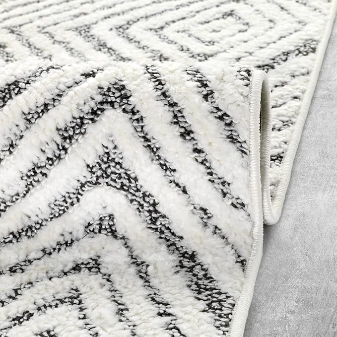 Antep Rugs Palafito 8x10 Geometric Shag Diamond High-Low Pile Textured Indoor - Image 7