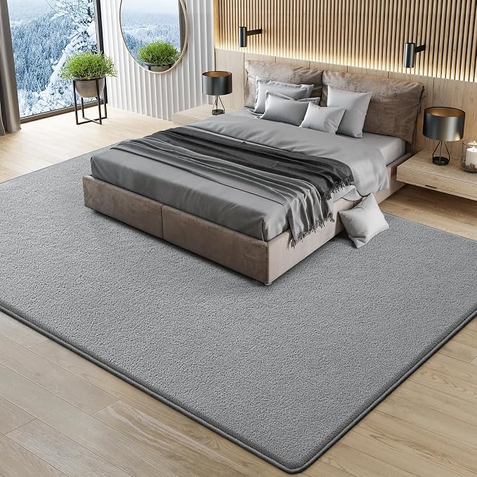 Large Modern Area Rugs for Living Room Bedroom, 6x9 Feet Grey Ultra Soft Solid - Image 9