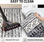 KUTA Moroccan Kitchen Rugs 3x8, Non-Slip Vintage Black Navy Blue Boho Hallway - Image 5