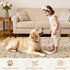 DUKINO 2.6x8 Runner Rug for Hallway, Washable Vintage Floral Kitchen Rug - Image 3