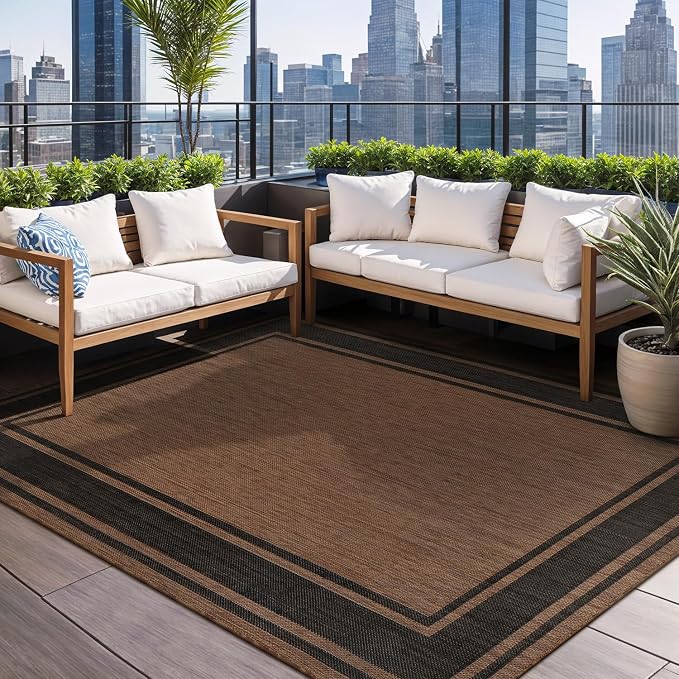 Beverly Rug Large Outdoor Rug 10x14 Modern Bordered Area Rugs - Image 9