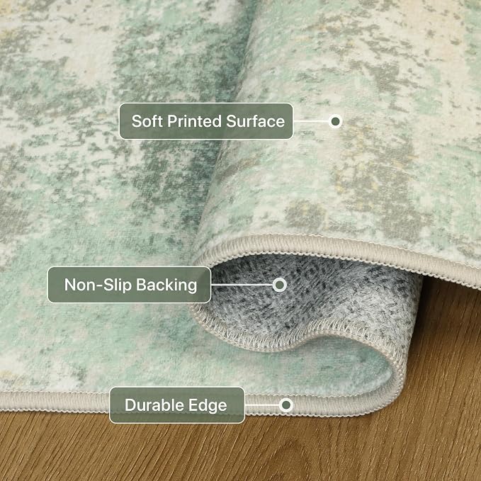 GENIMO Round Area Rugs 5FT for Living Room, Washable Circle Rug Low Pile - Image 4