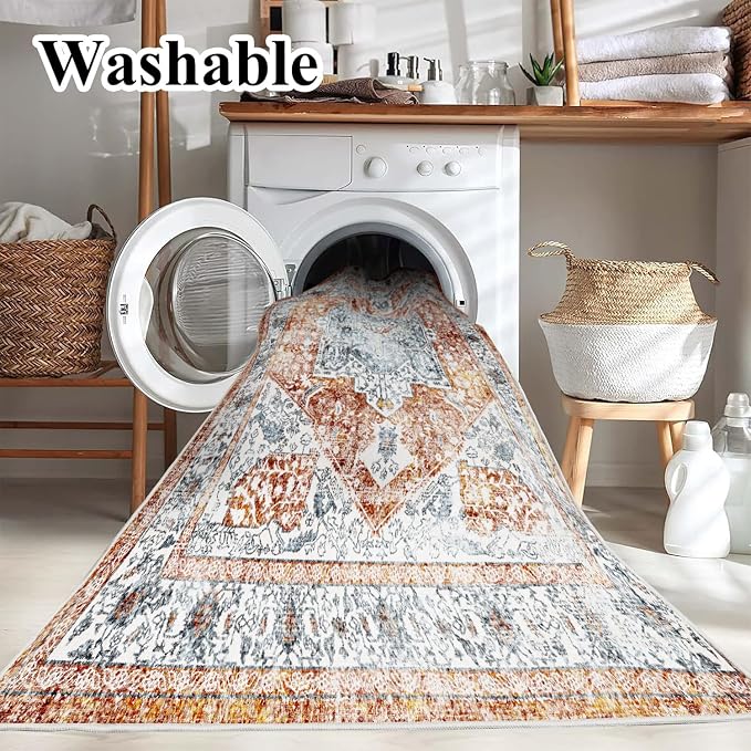 5x7 Washable Area Rug Vintage Traditional Floor Cover Foldable Thin Rug Retro - Image 3