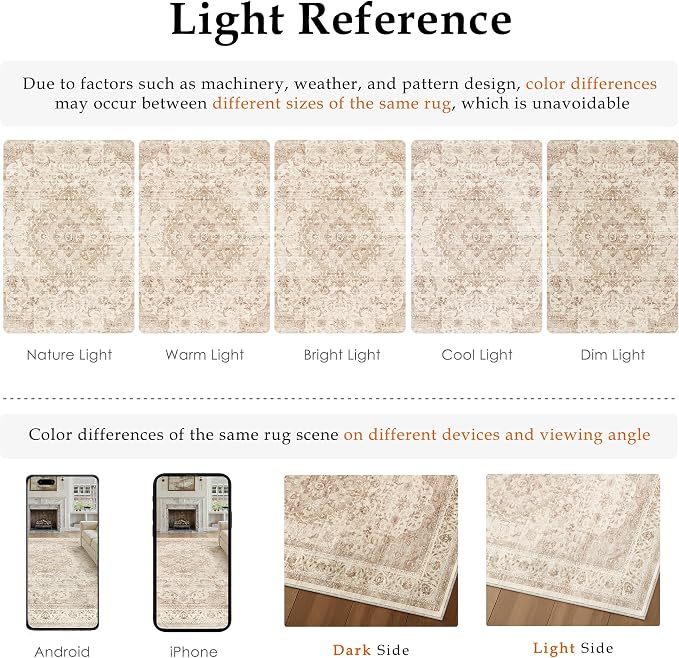 10x12 Beige Washable Vintage Area Rug - Image 5