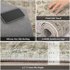 Washable 8x10 Area Rugs for Living Room, Boho Non-Slip Vintage Distress Large - Image 5