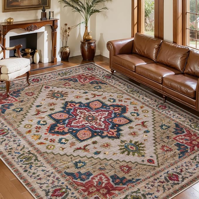 Tangsoo Vintage 4x6 Area Rug, Washable Non Slip Indoor Rugs, Oriental Machine - Image 2