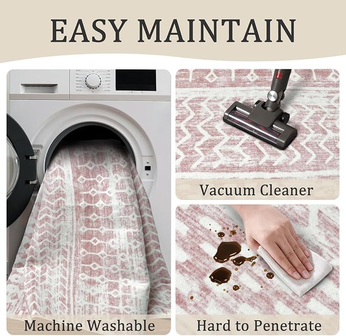 8x10 Machine Washable Area Rug for Living Room, Kids and Pets Friendly for - Image 5