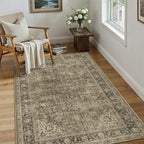 3x4 Washable Brown Area Rug Vintage Entryway Office Carpet Non-Slip Soft Low by WondRg