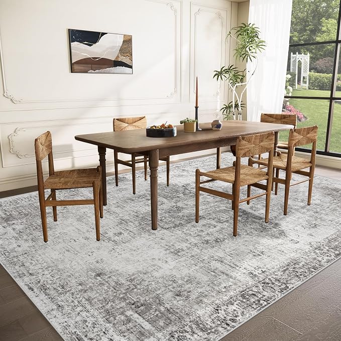 Area Rug 10x14 Washable Rug, Vintage Boho Medallion Rugs Non-Slip Soft Low Pile - Image 3