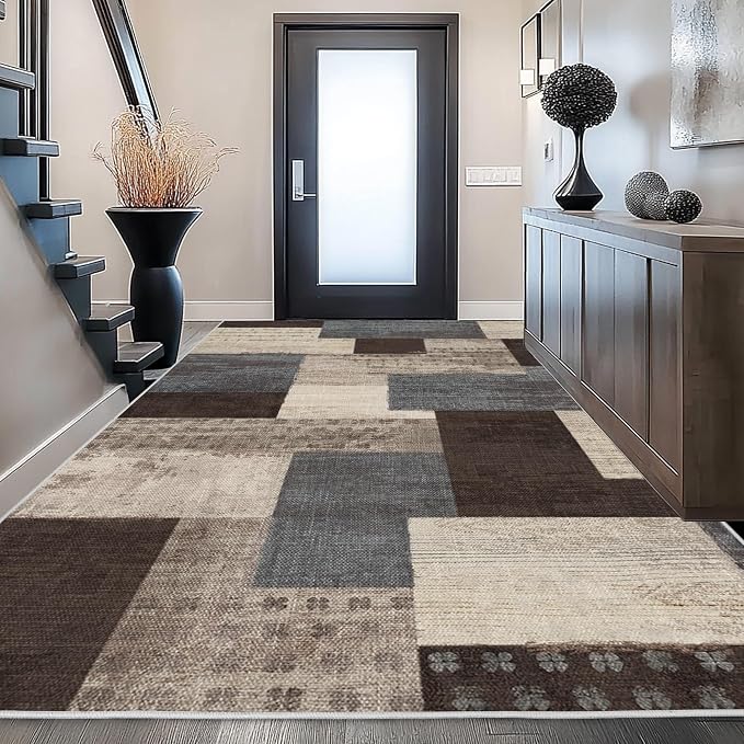 Modern Geometric Patchwork Indoor Area Rug - Image 4