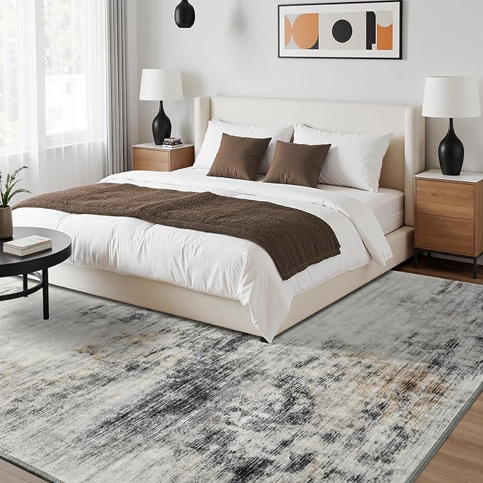 Toneed Abstract Area Rug 5x8 Modern Washable Rug Soft Non Slip Rug Low Pile - Image 4