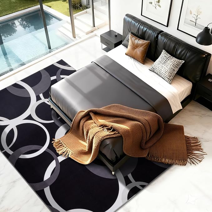 YIHOUSE 6x9 Ft Area Rugs, Concentric Circle Carpet Washable Rug, Master Bedrooms - Image 5