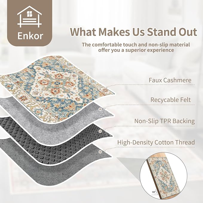 Enkor Runner Rugs for Hallway, 2x6 Washable Soft Non Slip Floor Rugs for Kitchen - Image 9