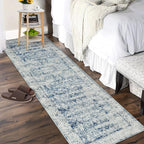 Morebes Vintage Washable Laundry Room Rugs and Mats, 2.5x8 Blue Runner Rug Non - Image 3