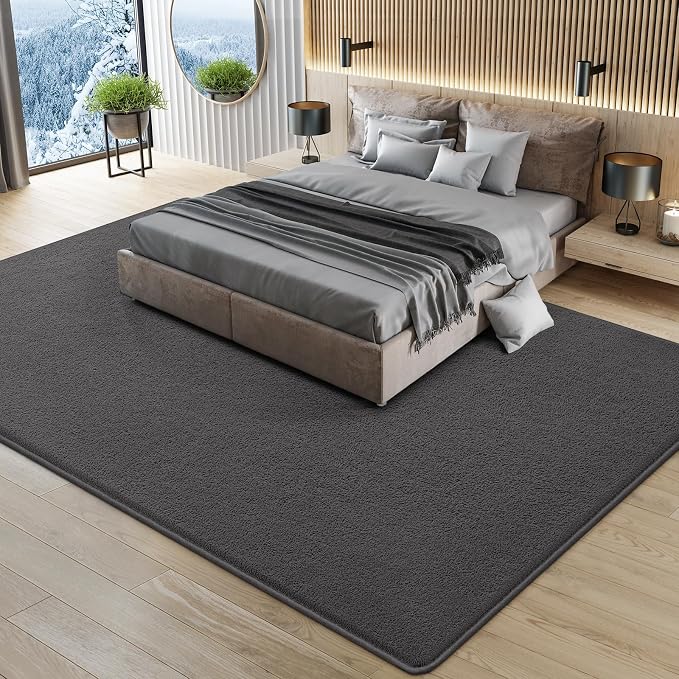 Modern Large Area Rug for Bedroom Living Room, 4x6 Feet Dark Grey Thickened - Image 9