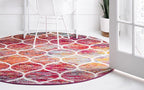 Rugs.com Lattice Frieze Collection Rug – 4' Round Multi Medium Rug Perfect - Image 2