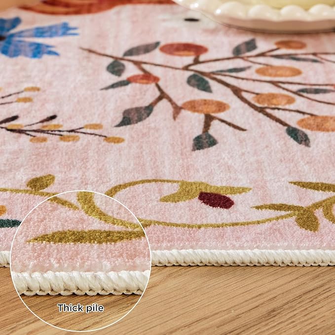 3x5 Area Rug, Floral Pink Washable Rug - Image 9