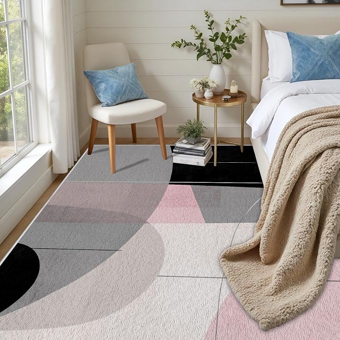 Abstract Art Line Living Room Area Rugs 5x7, Modern Boho Geometric Print Rug - Image 3