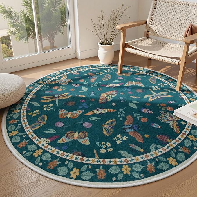 Lahome Insect Washable Round Area Rug, Soft Round Rugs 6ft Ultra-Thin Non-Slip by Lahome