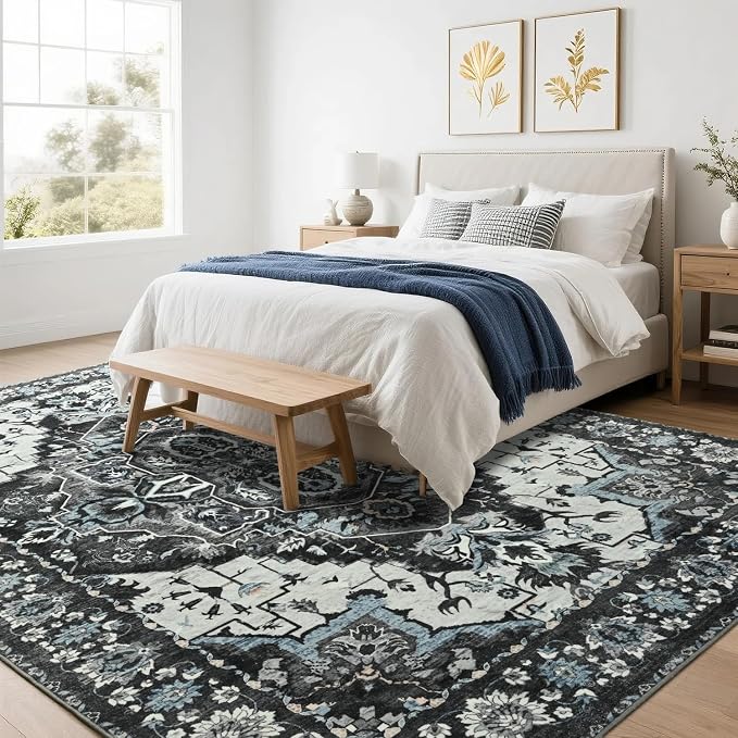 Large Area Rugs 9x12 for Living Room, Washable Vintage Rugs -Low Pile - Image 3