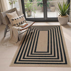 Lahome Modern Geometric Easy Jute Outdoor Rug, 3x5 Black Washable Kitchen Rugs by Lahome