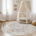Round Rug Living Room Rugs: 8x8 Washable Boho Neutral Large Circle Soft Indoor - Image 6