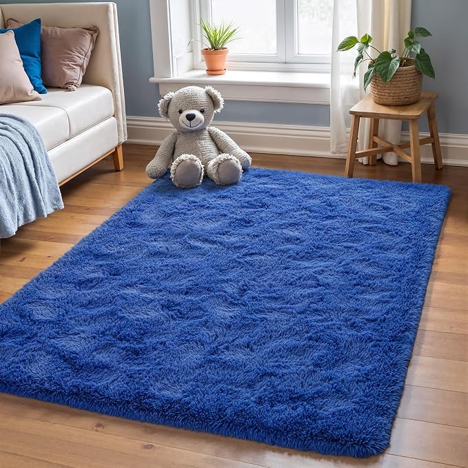 Zentavio Rugs for Boys Room Blue 3x5 Area Rugs for Living Room Small Navy by ZentavioRug