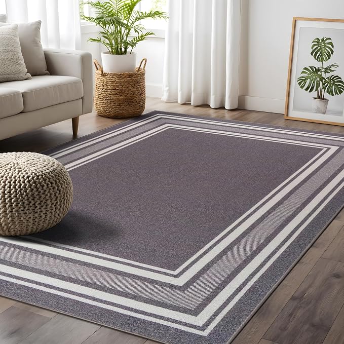 Beverly Rug Non Slip Area Rugs 5x7 Modern Bordered Non Skid Rubber Backing Soft - Image 2