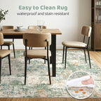 8x10 Area Rugs Living Room: Washable Large Abstract Soft Green Rug Stain - Image 6