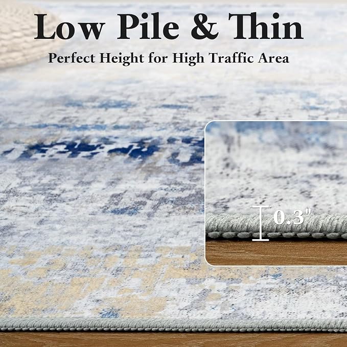 Washable Abstract Runner Rug, 2x6 Modern Area Rugs - Image 7