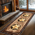 Gold Five-Point Star Runner Rug, 2x8ft Washable Hallway Badge Carpet, Corridor by LGGLOVELIN