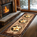 Gold Five-Point Star Runner Rug, 2x8ft Washable Hallway Badge Carpet, Corridor by LGGLOVELIN